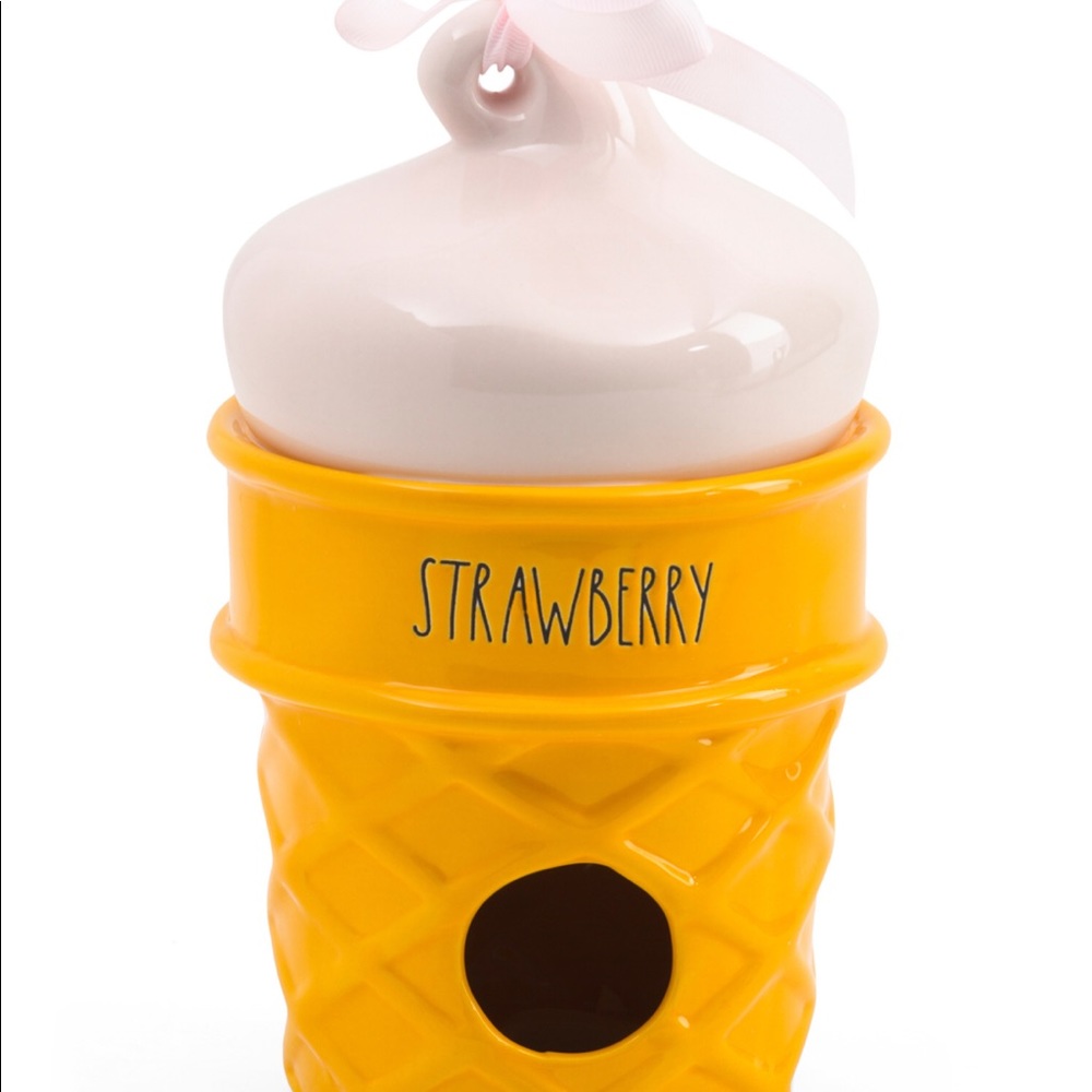 Rae Dunn STRAWBERRY ICE CREAM Cone Birdhouse